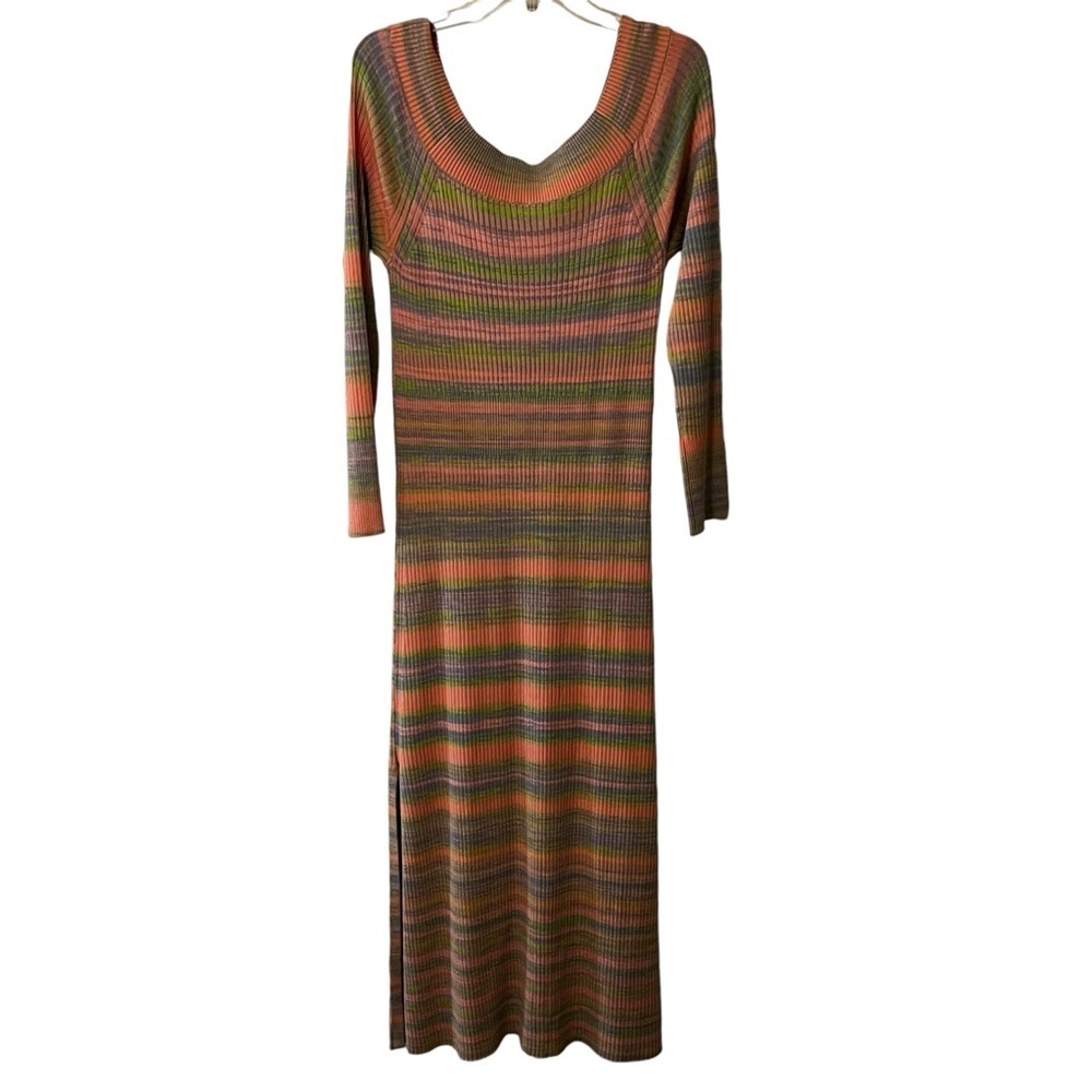 Anthropologie Daily Practice Striped Sweater Dress Maxi Colorful Boat Neck L - Picture 11 of 16